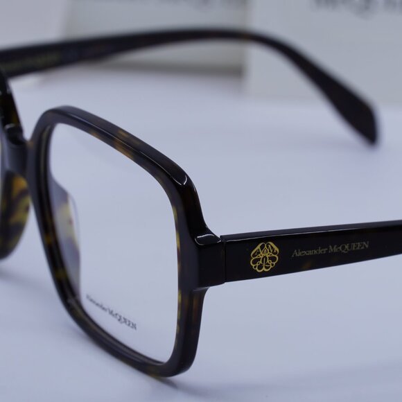 Alexander McQueen AM0286O 002 Square Eyeglasses 55mm - Havana - Picture 2 of 11